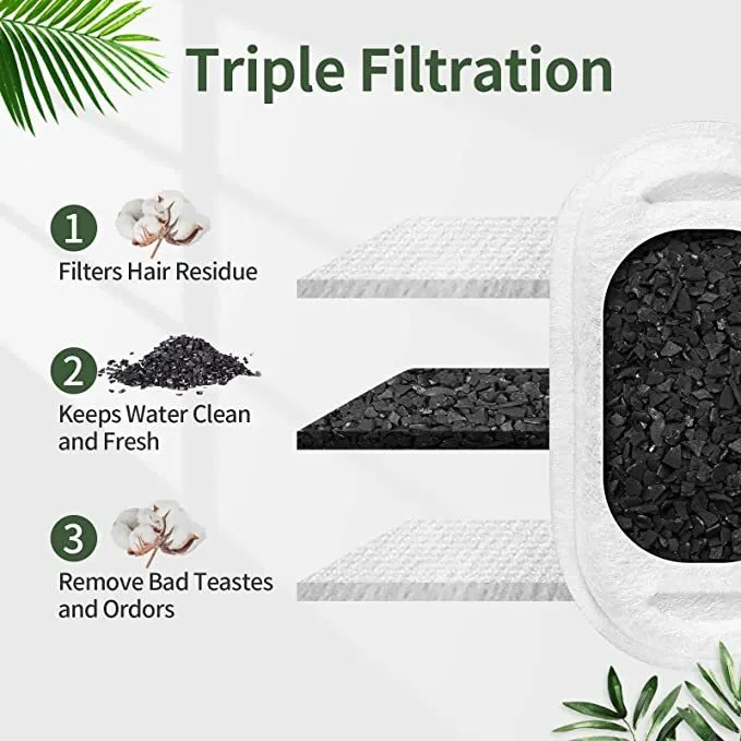 8x Pet Water Fountain Filters Activated Carbon System