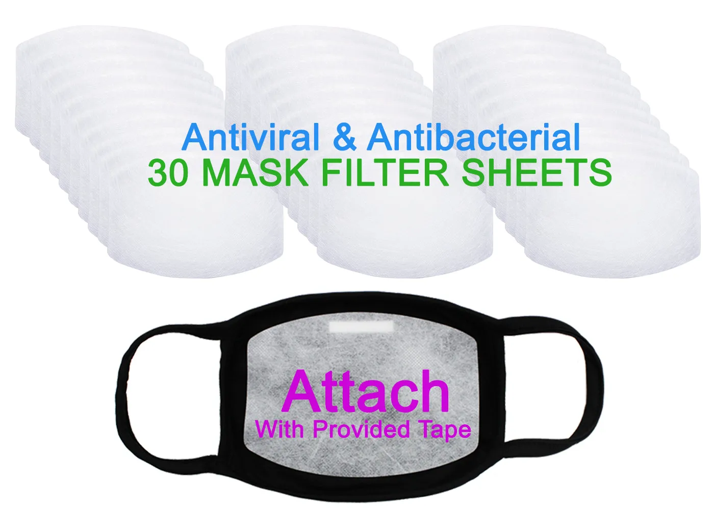 Amba7 Reusable Breathable Cloth Face Mask - Machine Washable, Non-Surgical Double Layer Anti-Dust Protection, Unisex - For Home, Office, Travel, Camping or Cycling (Black 3-Pack With Filters (30 PCS)) In Stock