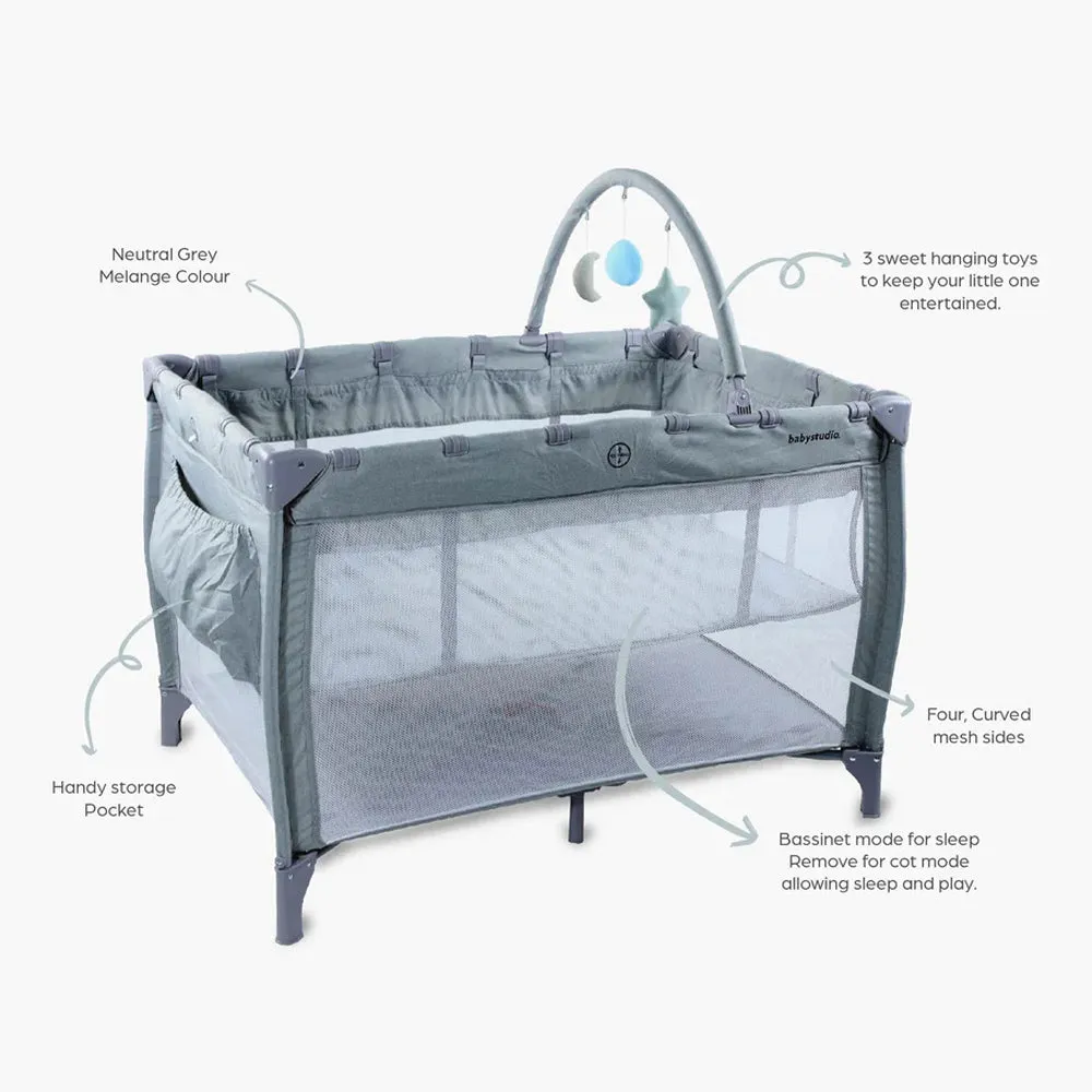 Baby Studio 3-in-1 Portacot Grey Melange