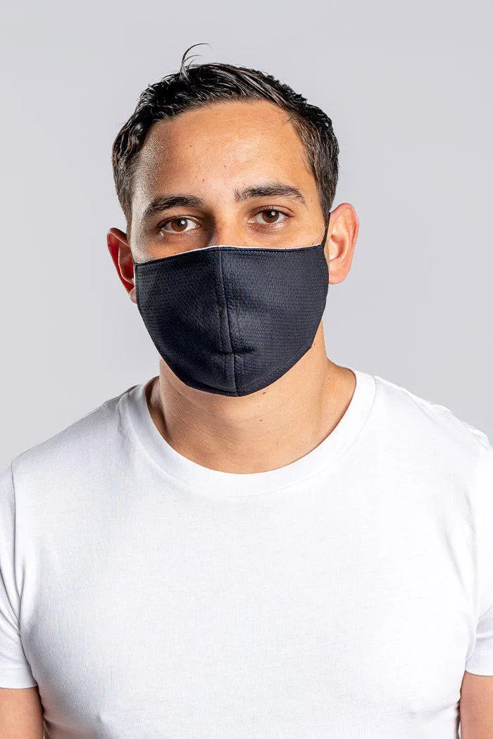 Black Combed Cotton Premium Fitted Adults 4 Layer Reusable Face Mask (including 2 Filters)