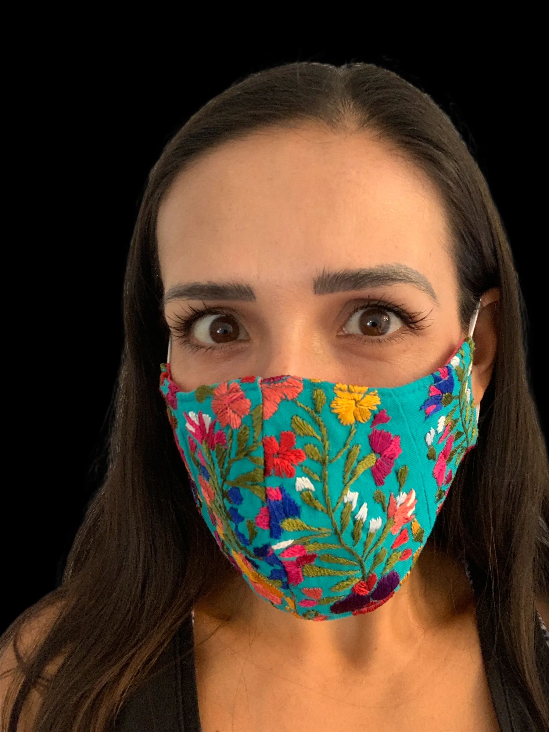 Deluxe Hand Embroidered Face Mask - Colorful Floral