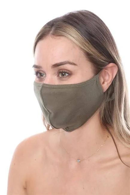 FASHION MASK SW579- MASK101 OLIVE FACE MASK DOUBLE LAYER