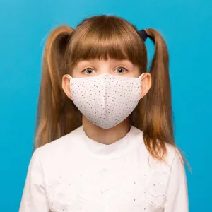 Kids or Adult Cloth Face Mask with Rainbow Heart Polka-Dots