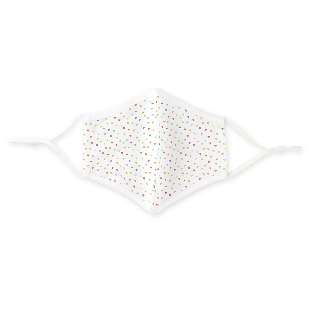 Kids or Adult Cloth Face Mask with Rainbow Heart Polka-Dots