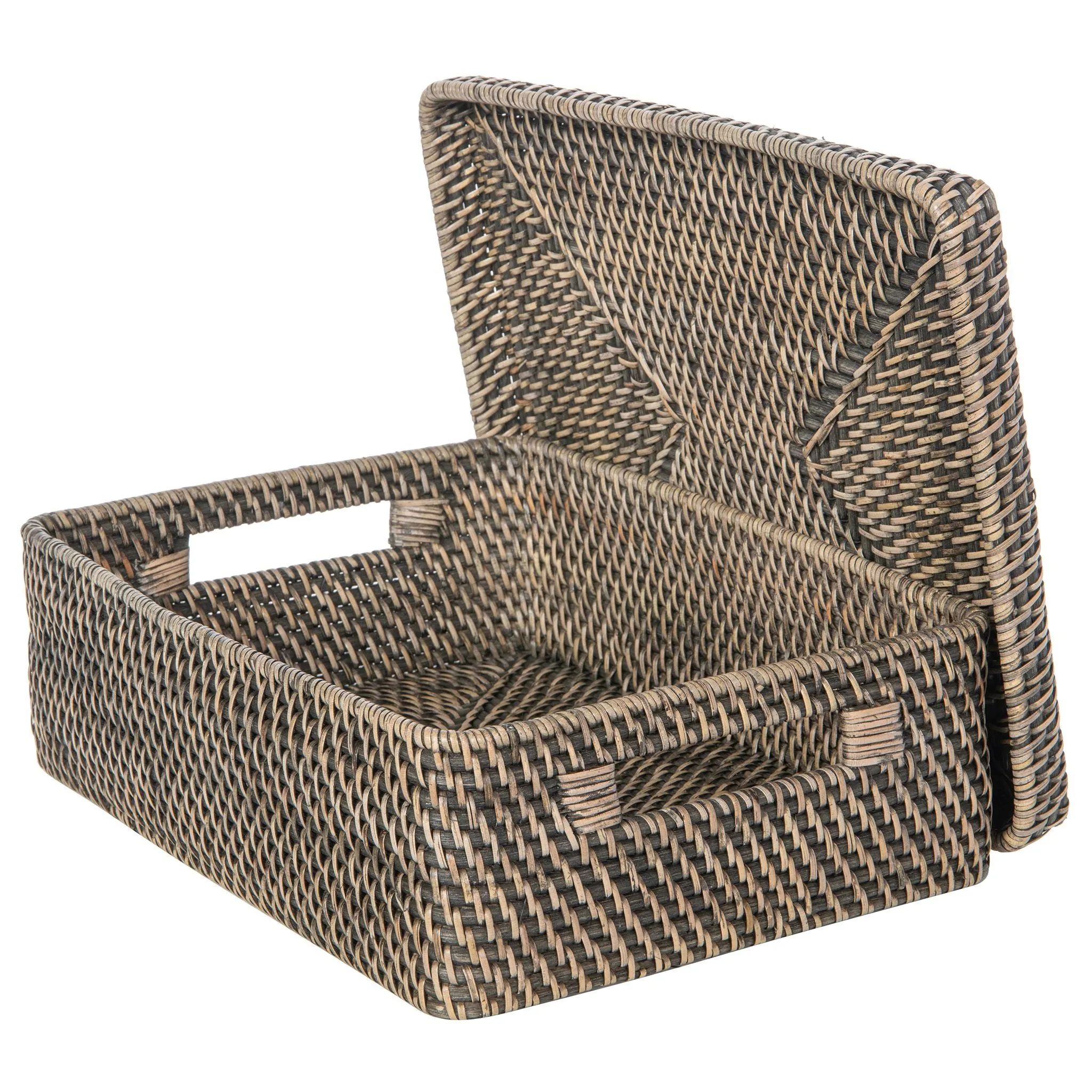 Loma Rectangular Rattan Storage Box and Decorative Shelf Storage Basket with Lid