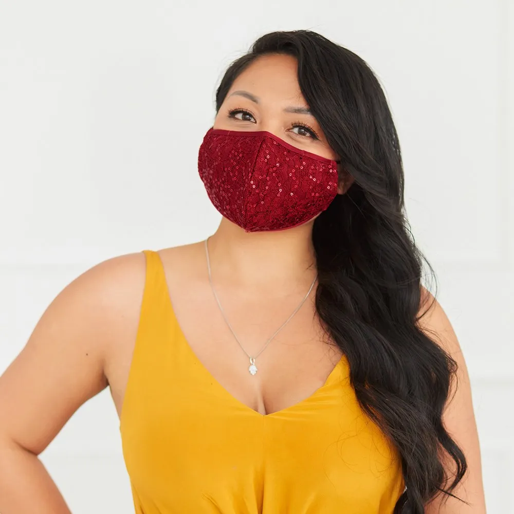 LUXURY REUSABLE, WASHABLE CLOTH FACE MASK WITH FILTER POCKET - RUBY RED