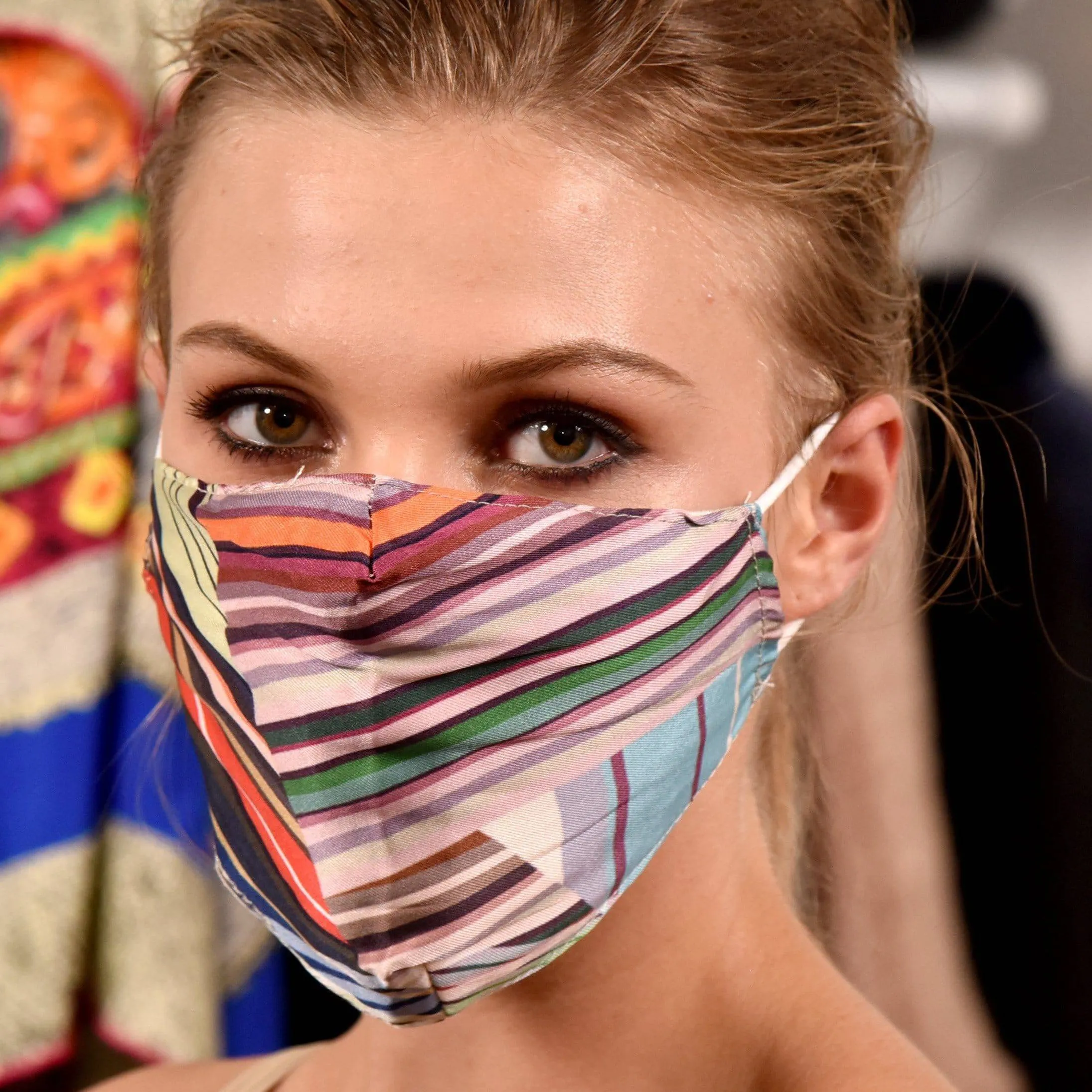 Multi Colored Stripe Print Face Mask