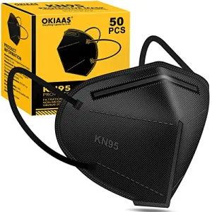 OKIAAS KN95 Face Mask,  5-Layer Black Masks , Face Protection Against PM2.5, Dust, Pollen and Haze, for Women, Men