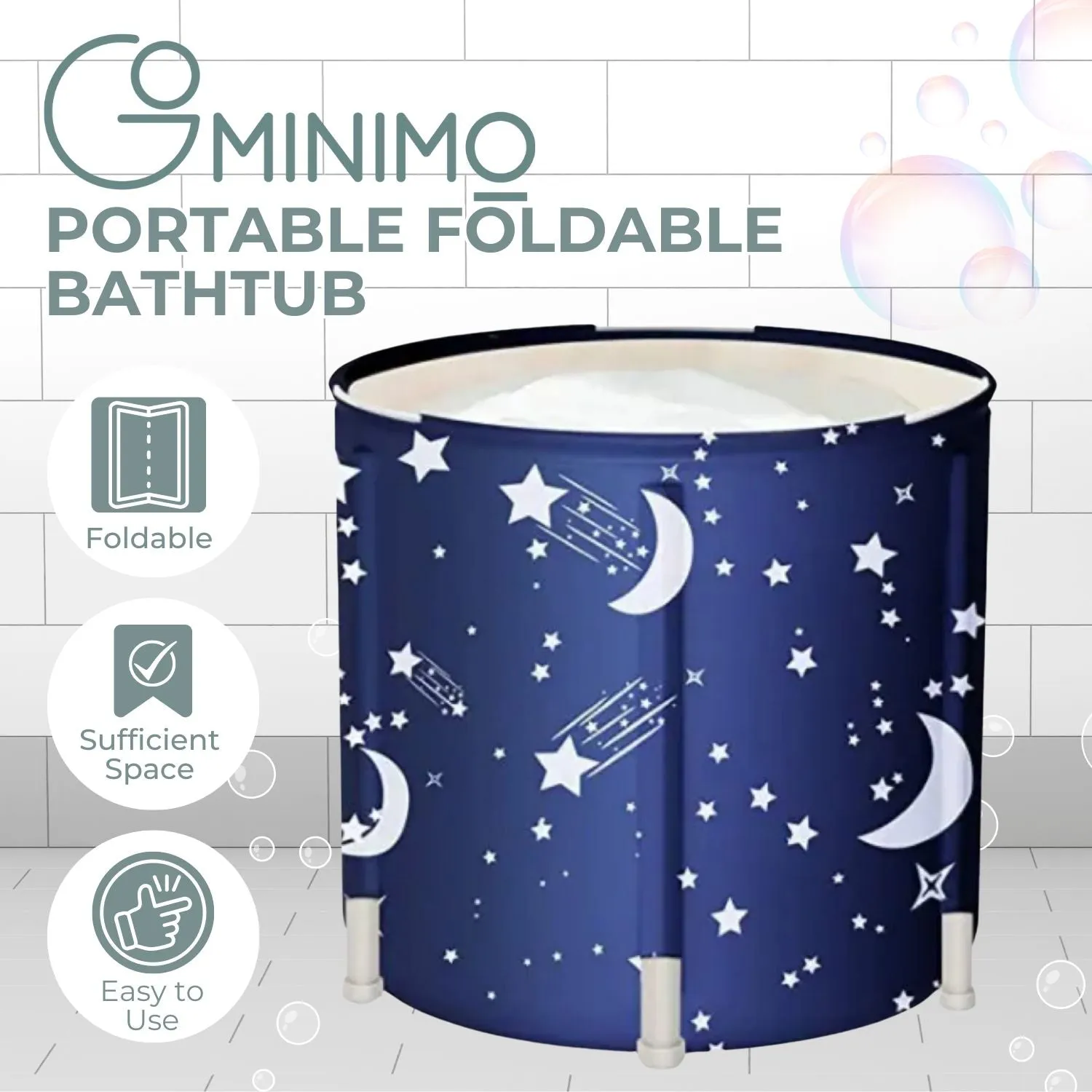 Portable Foldable Thermal Foam Bathtub, PVC, 65x70cm, GOMINIMO