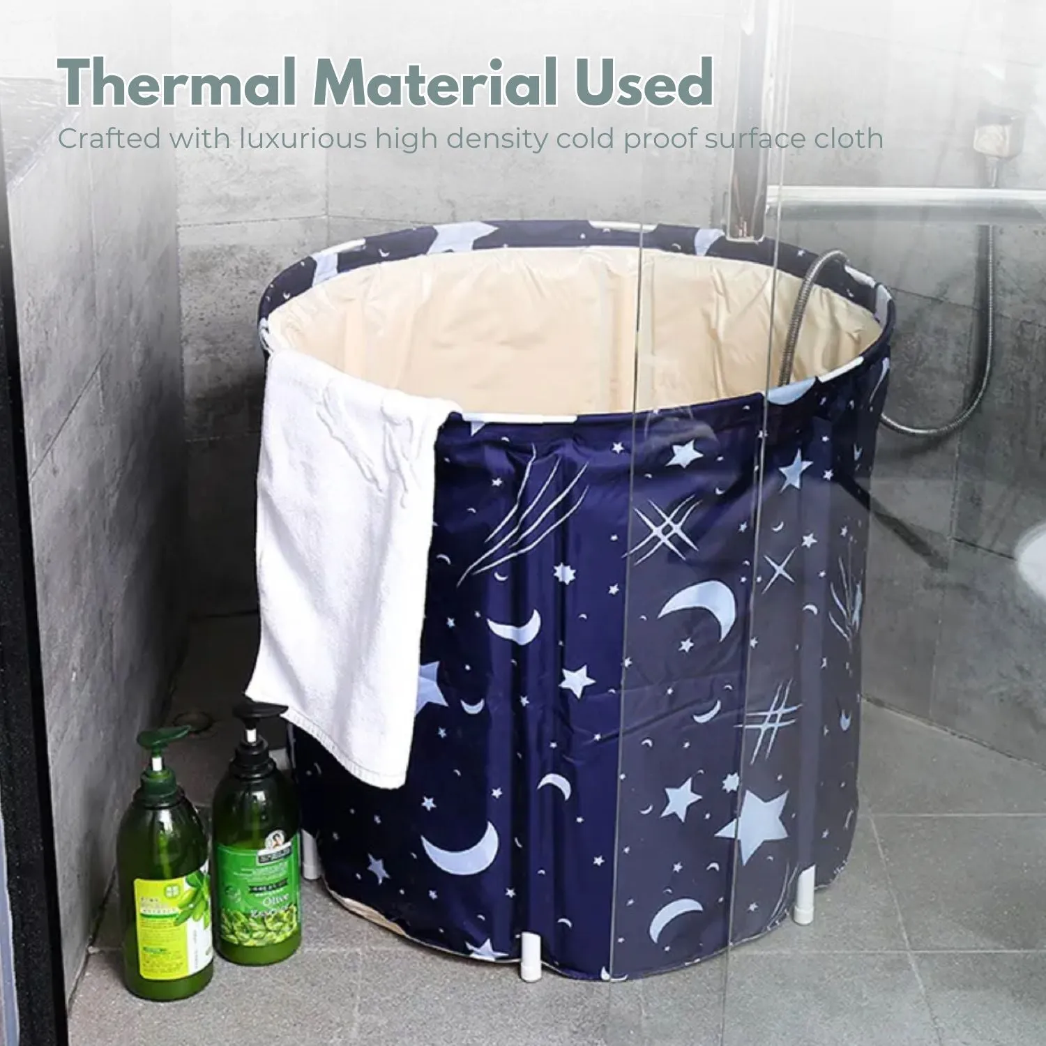 Portable Foldable Thermal Foam Bathtub, PVC, 65x70cm, GOMINIMO