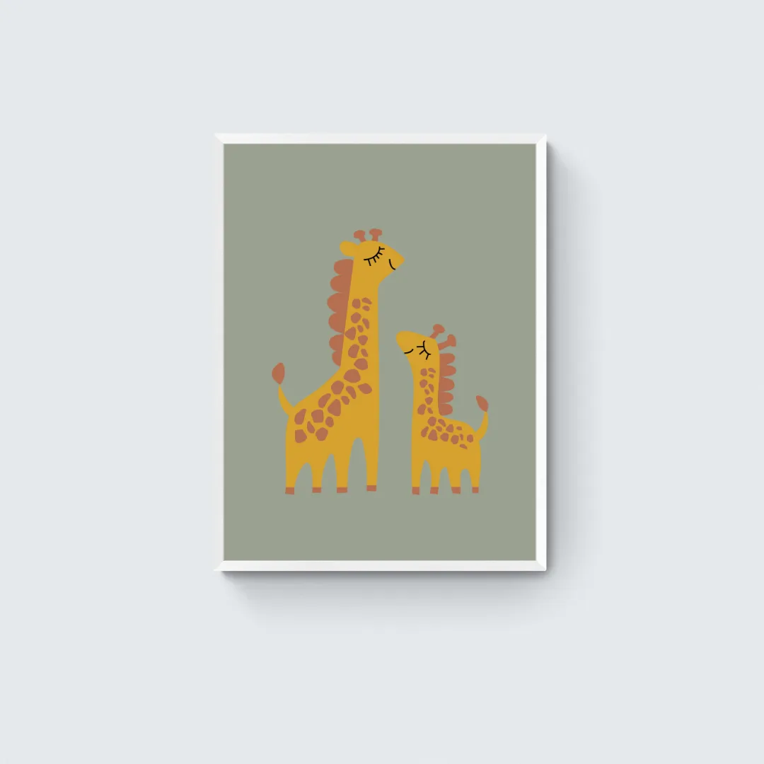 Proud Giraffe Green Framed Art Print