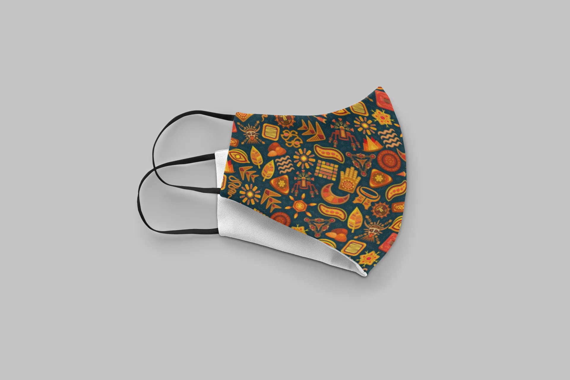 "Tribal Doodle Patterns"- Printed Tetra Shield Protection Mask