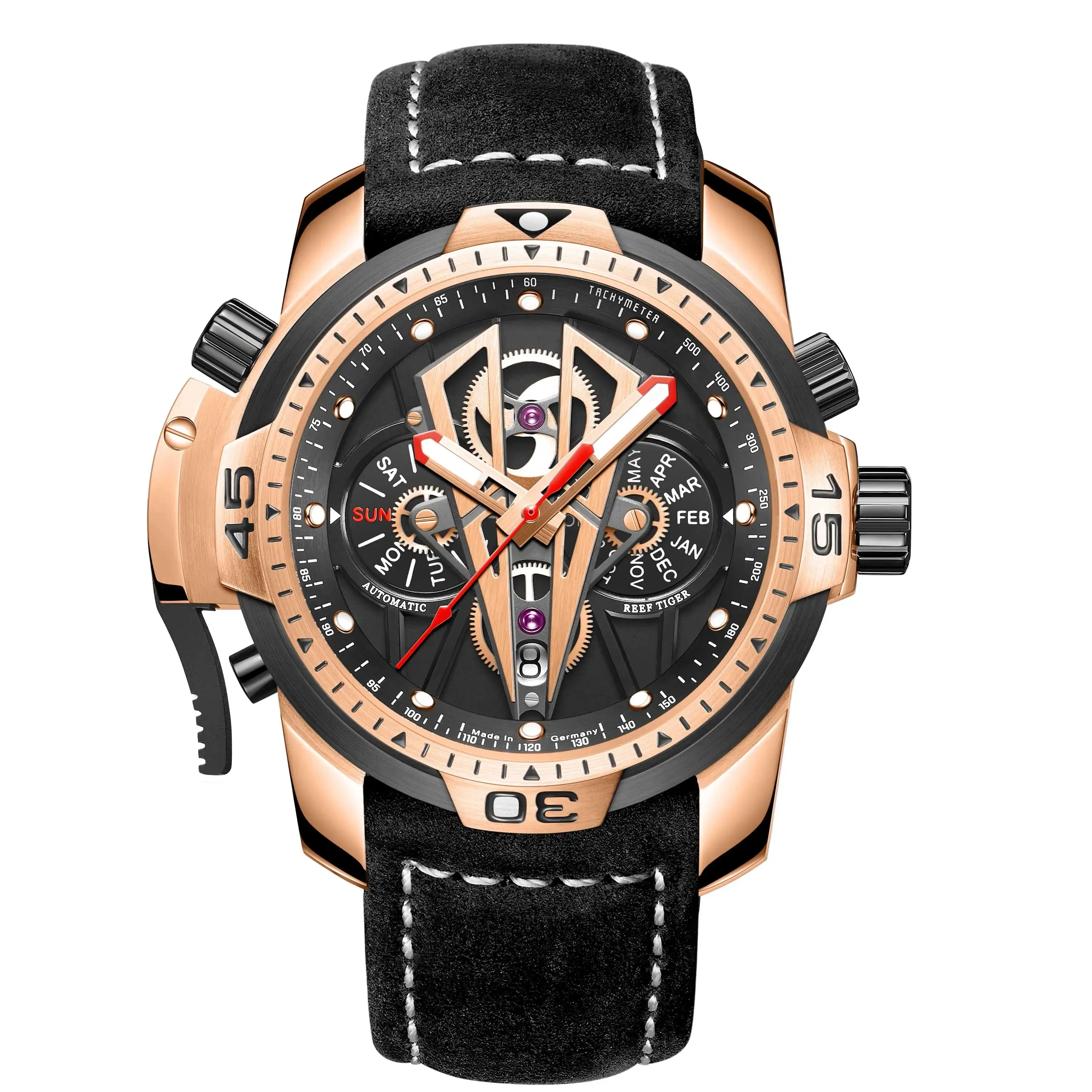 Reef Tiger/RT Luxury Sport Watch Men Luminous Top Brand Rose Gold Watch Mechanical Men's Waterproof Relogio Masculino RGA3591