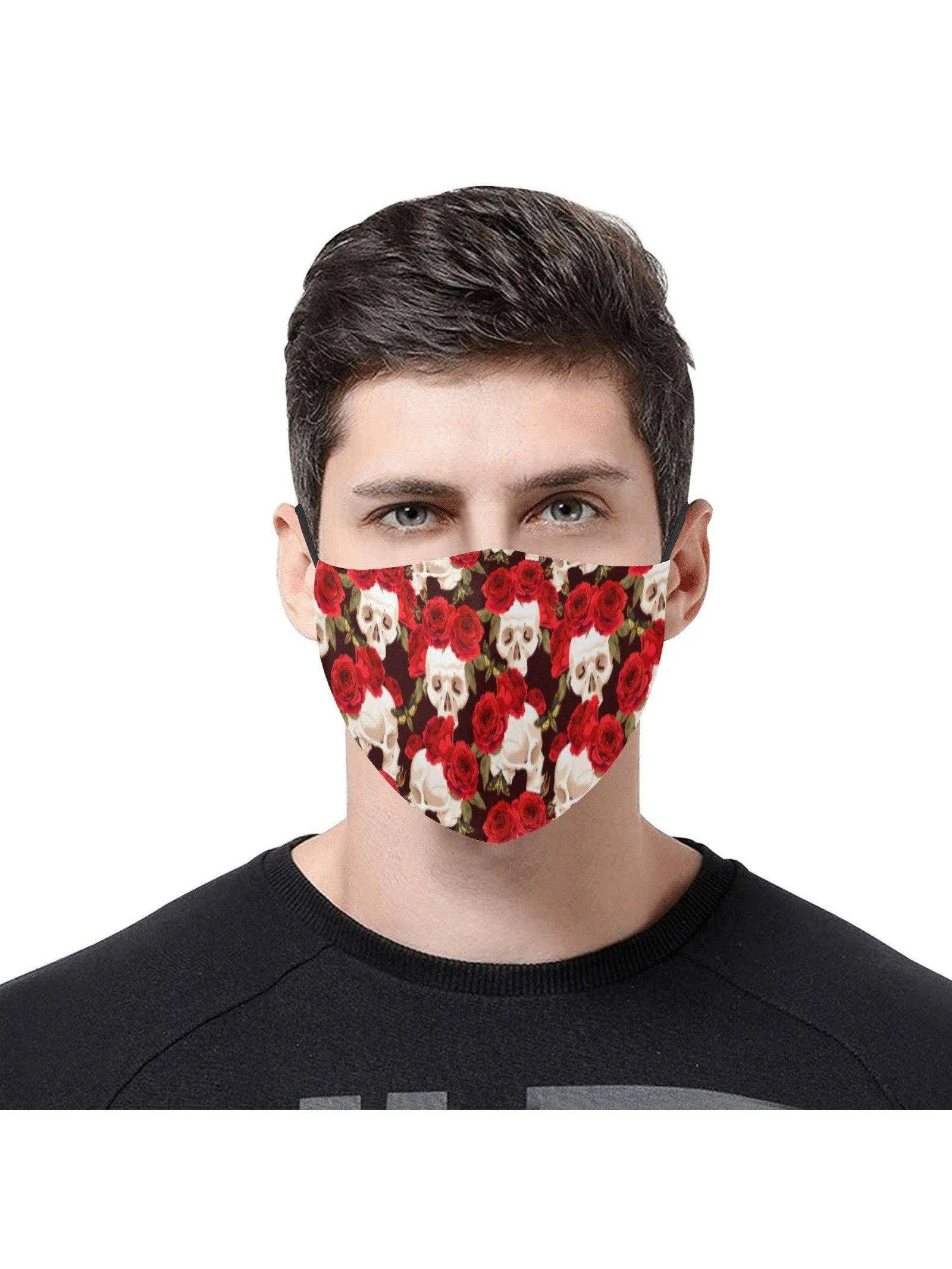 REUSABLE FACE MASKS WITH FILTERS - SKULLS AND ROSES