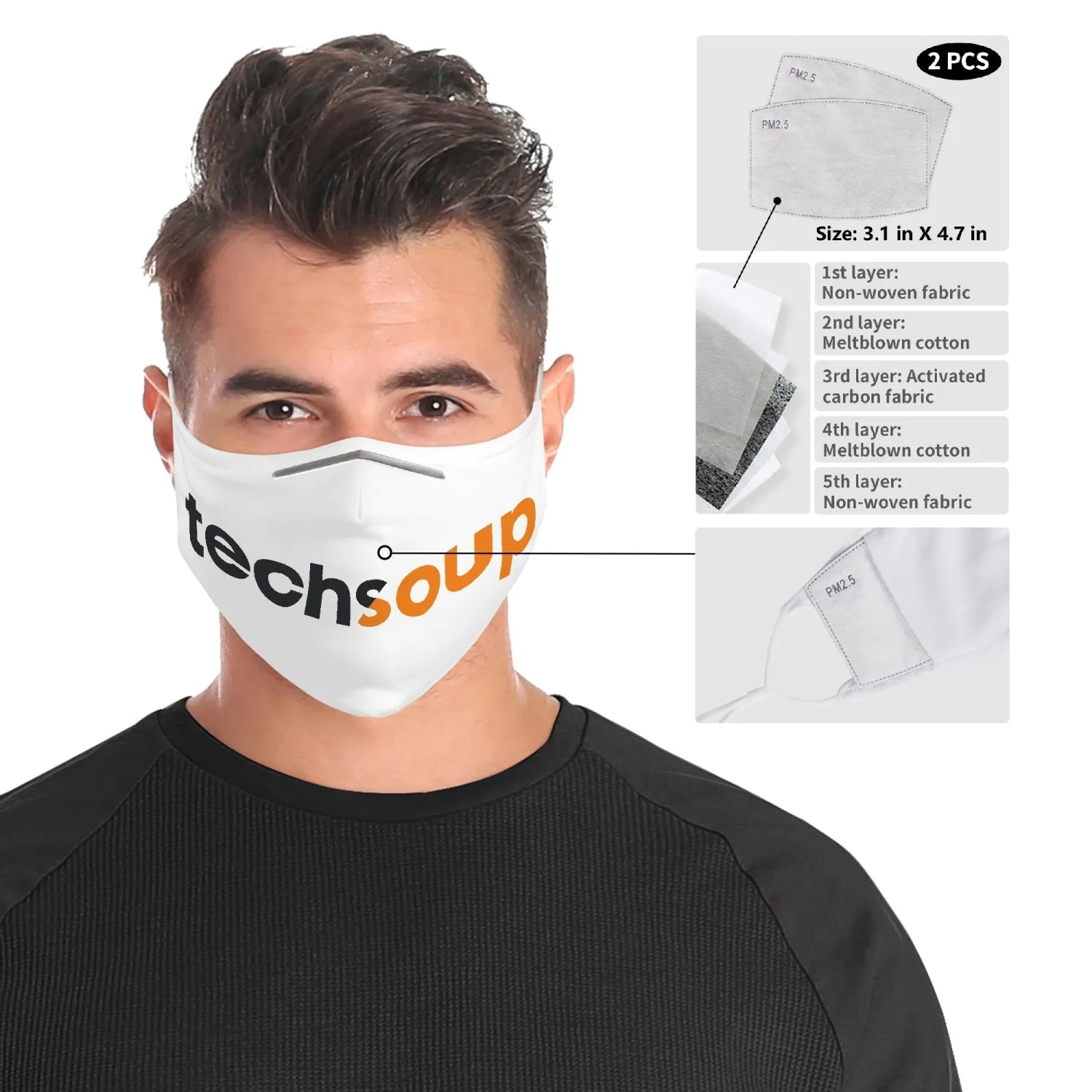 TechSoup Cloth Face Mask (w filters) FREE SHIPPING