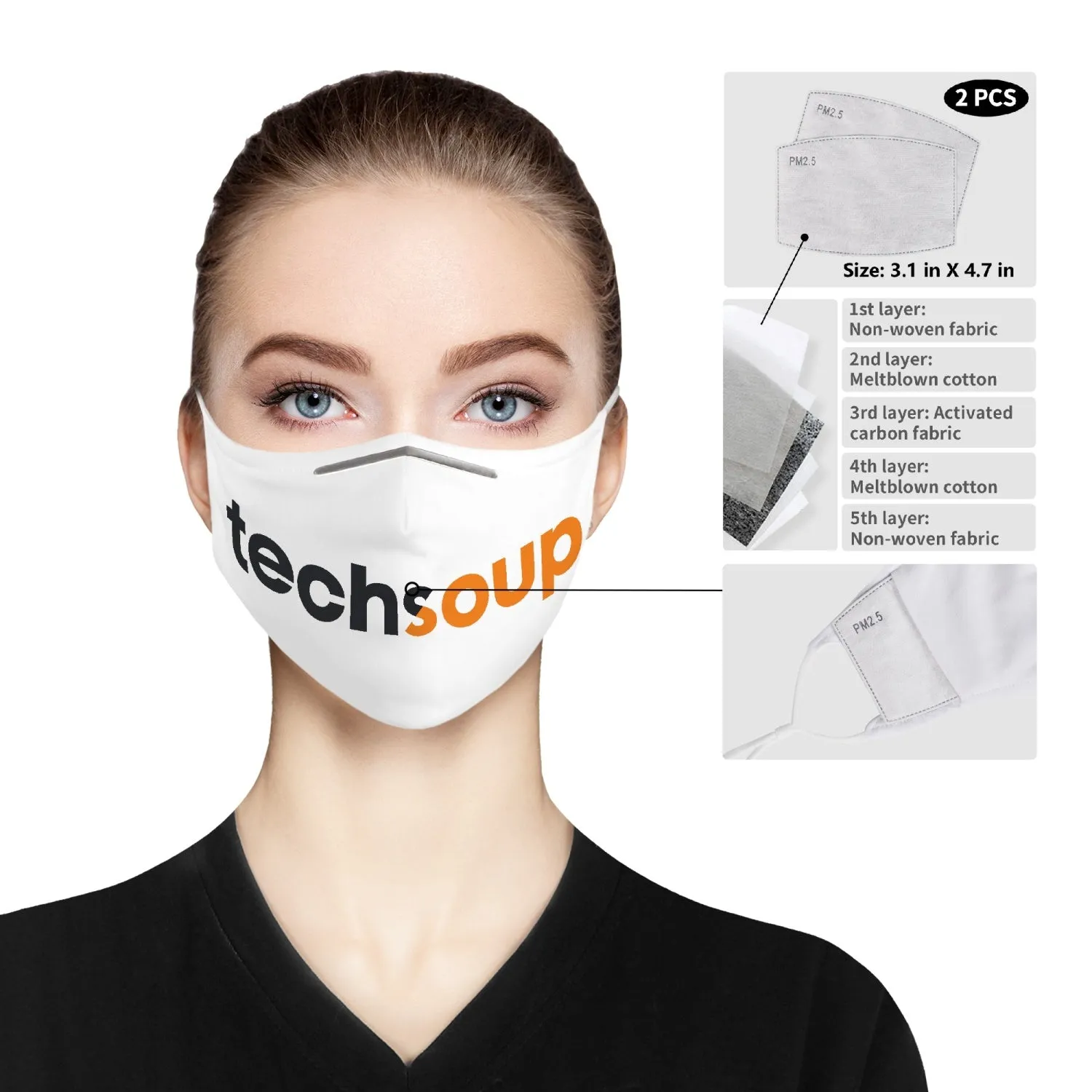 TechSoup Cloth Face Mask (w filters) FREE SHIPPING