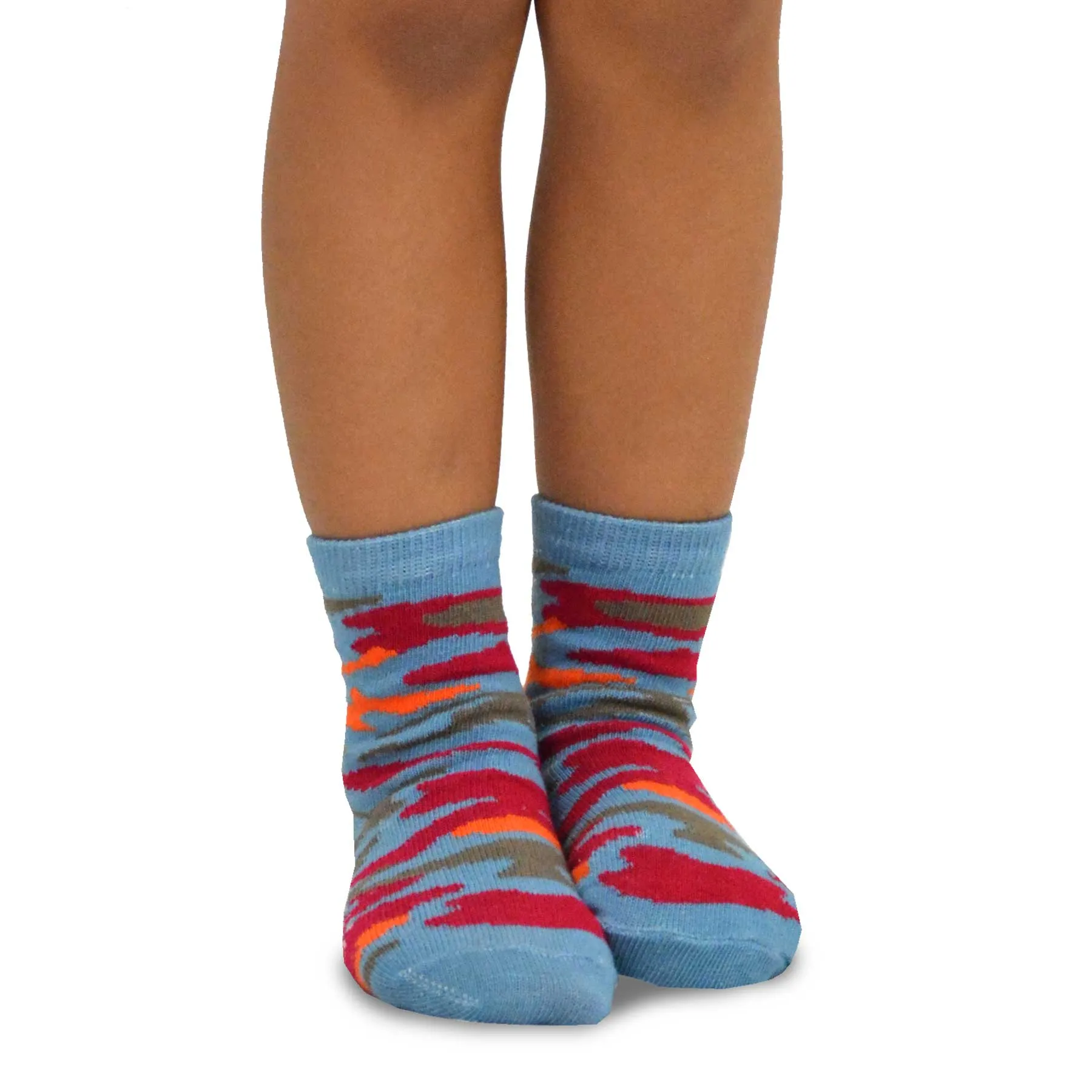 TeeHee Socks Kid's Casual Cotton Short Crew Colorful Camo 6-Pack (70713)