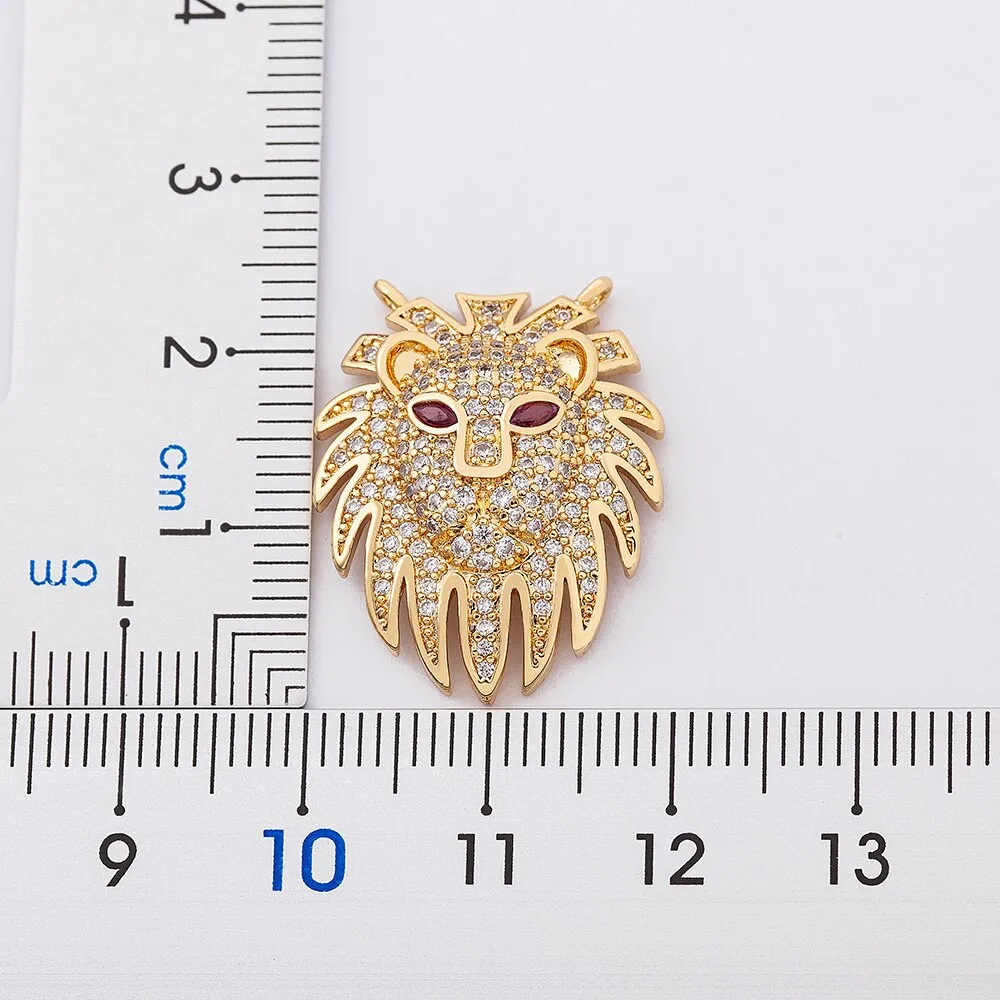 Unique Lion Mask Gold Crystal Necklace